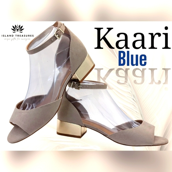 Kaari Blue Danni Grey With Gold Heel Women’s Sandals Size 7.5M - Picture 1 of 17